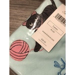 New Toddler Girl Pajama Set, Cat PJ, Cotton, Leveret Size 3 Years Kids
